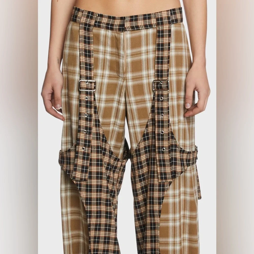 NWT The Ragged Priest Slam Wide Leg Trousers with Woven Check Multi Size 8 - Picture 3 of 10